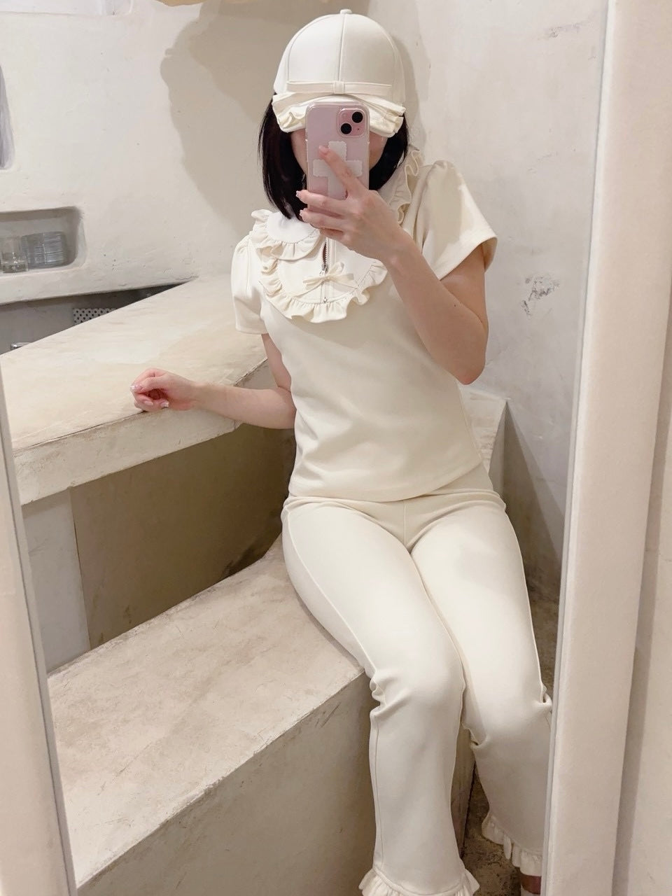 petit frill ribbon cap(ivory)