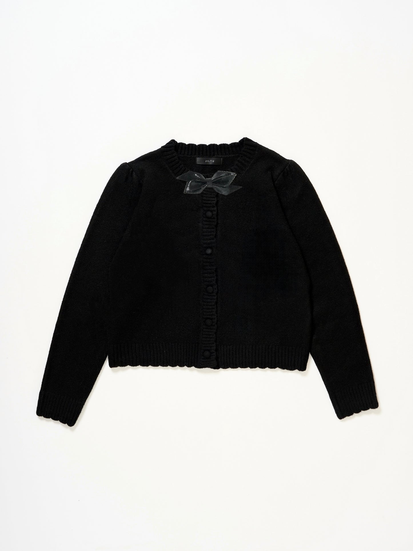 scallop knit cardigan (black)