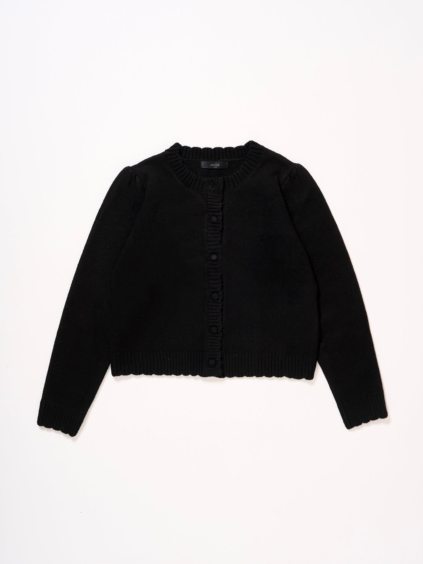 scallop knit cardigan (black)