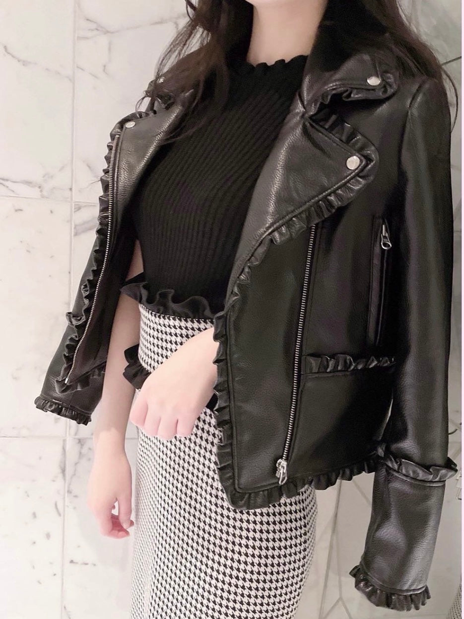 petit frill leather jacket