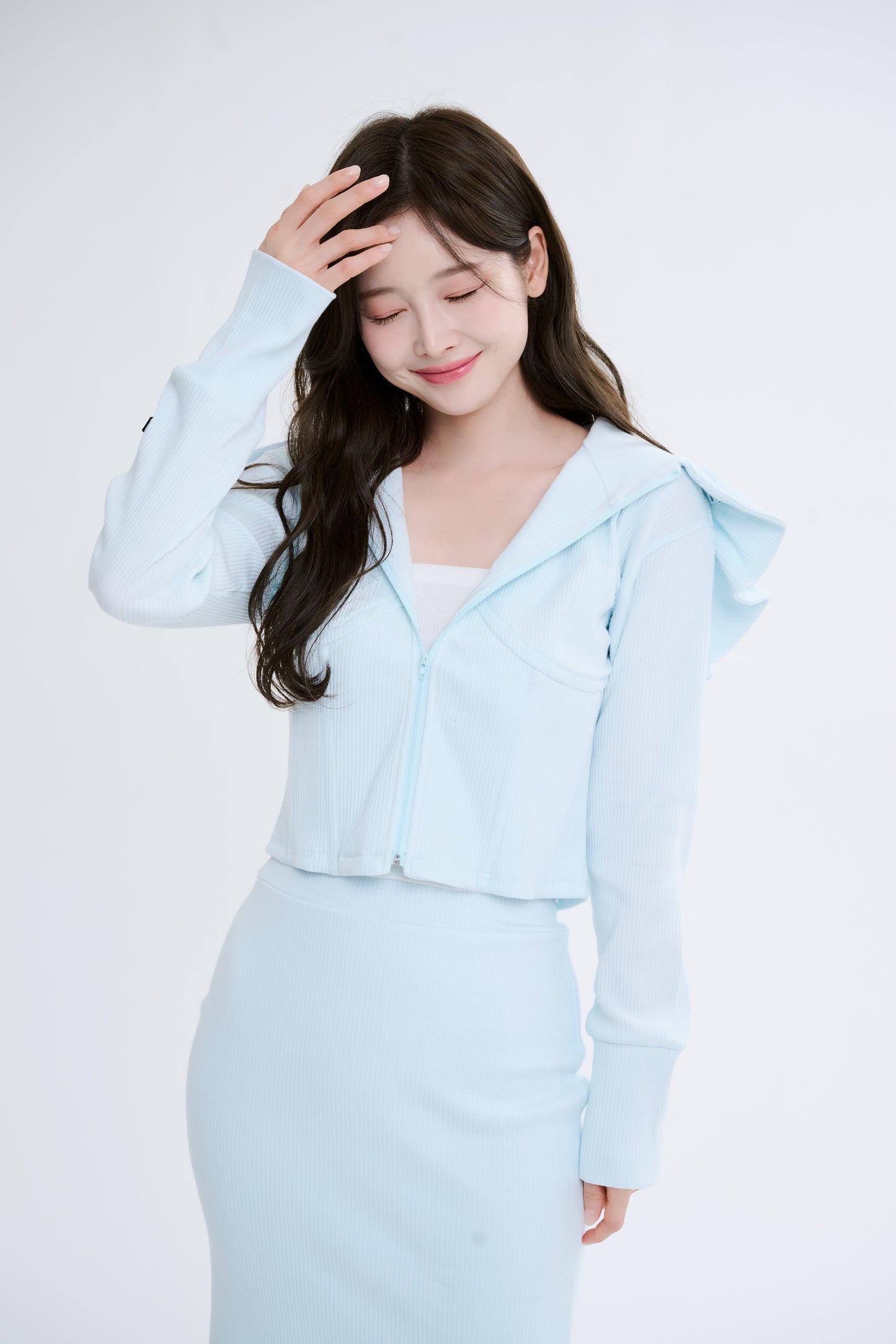 baby frill hoodie (baby blue)