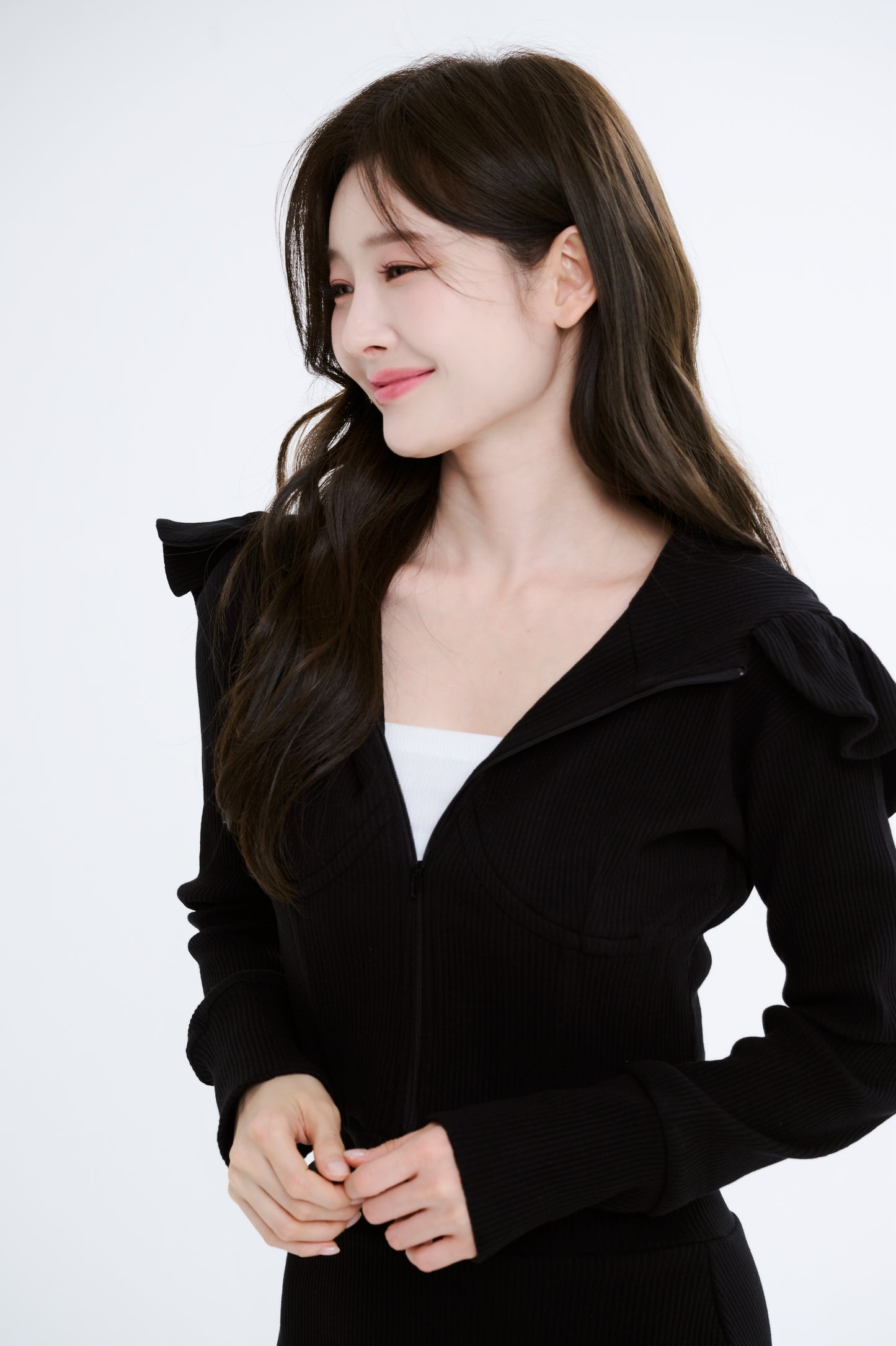 baby frill hoodie (black)