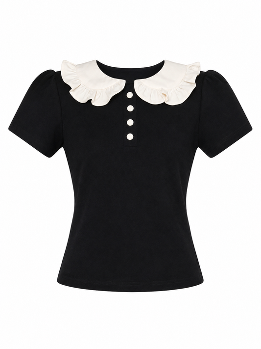 petit frill polo(black)