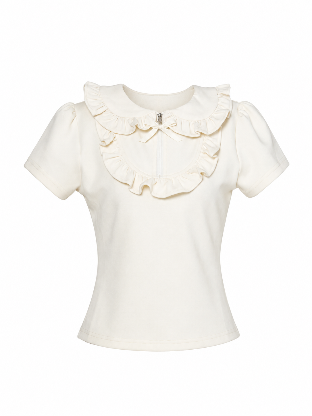 petit frill ribbon zip polo(ivory)
