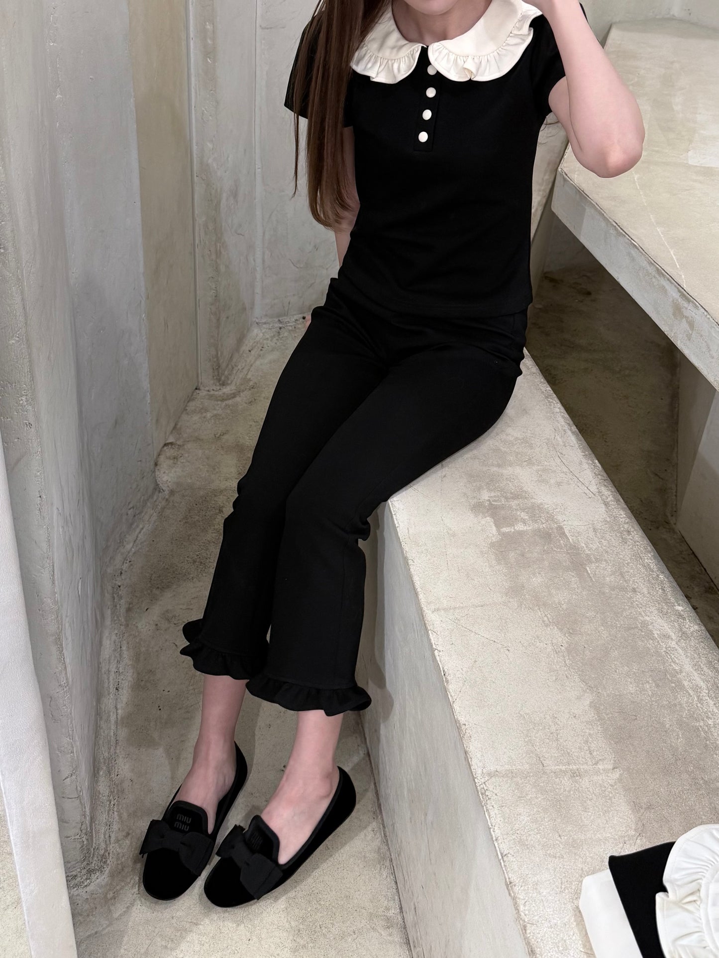 petit frill polo(black)
