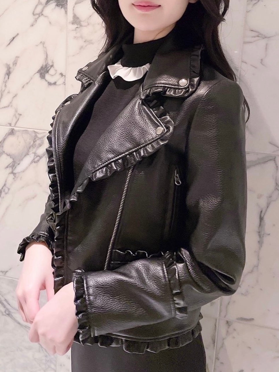 petit frill leather jacket