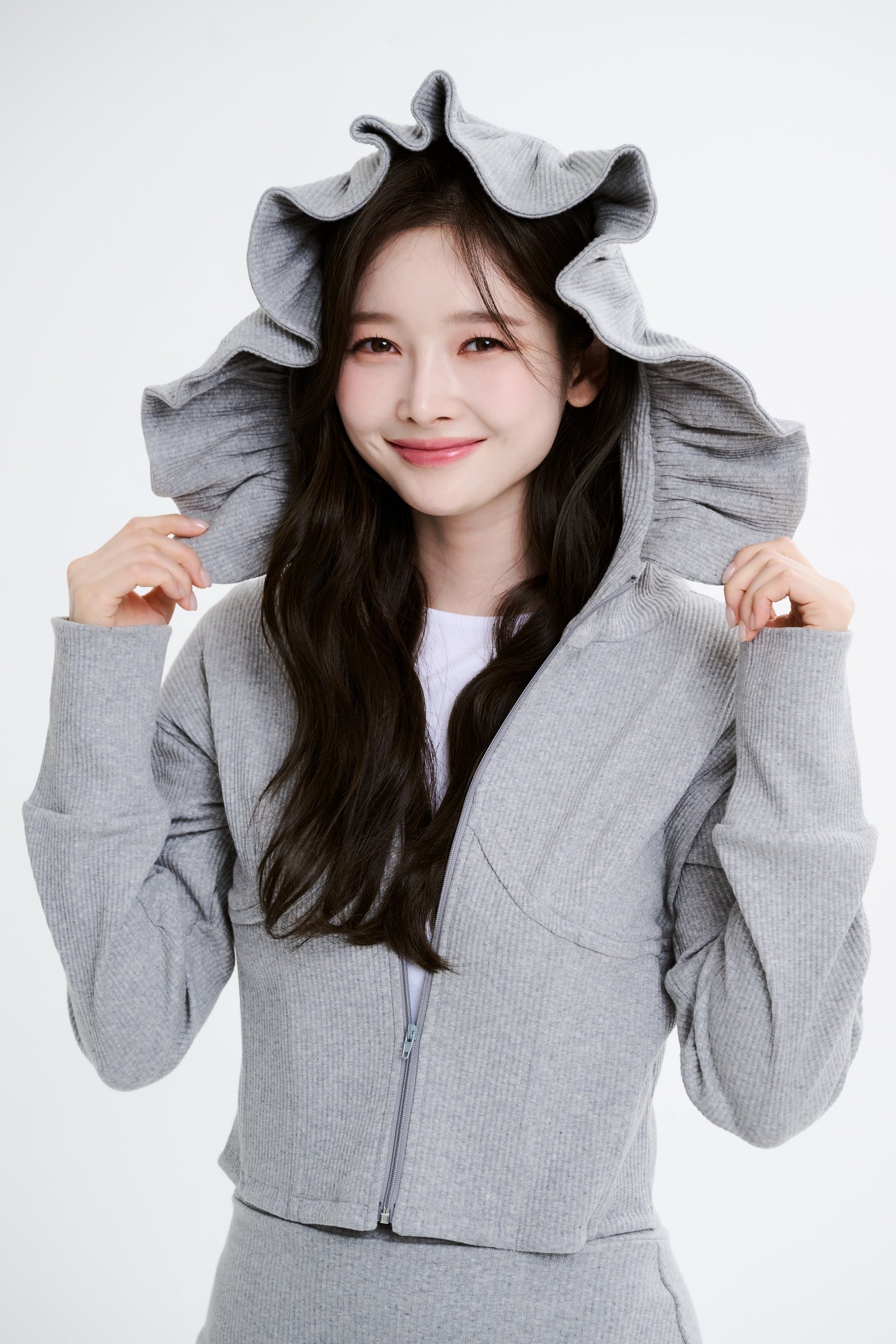 baby frill hoodie (grey)