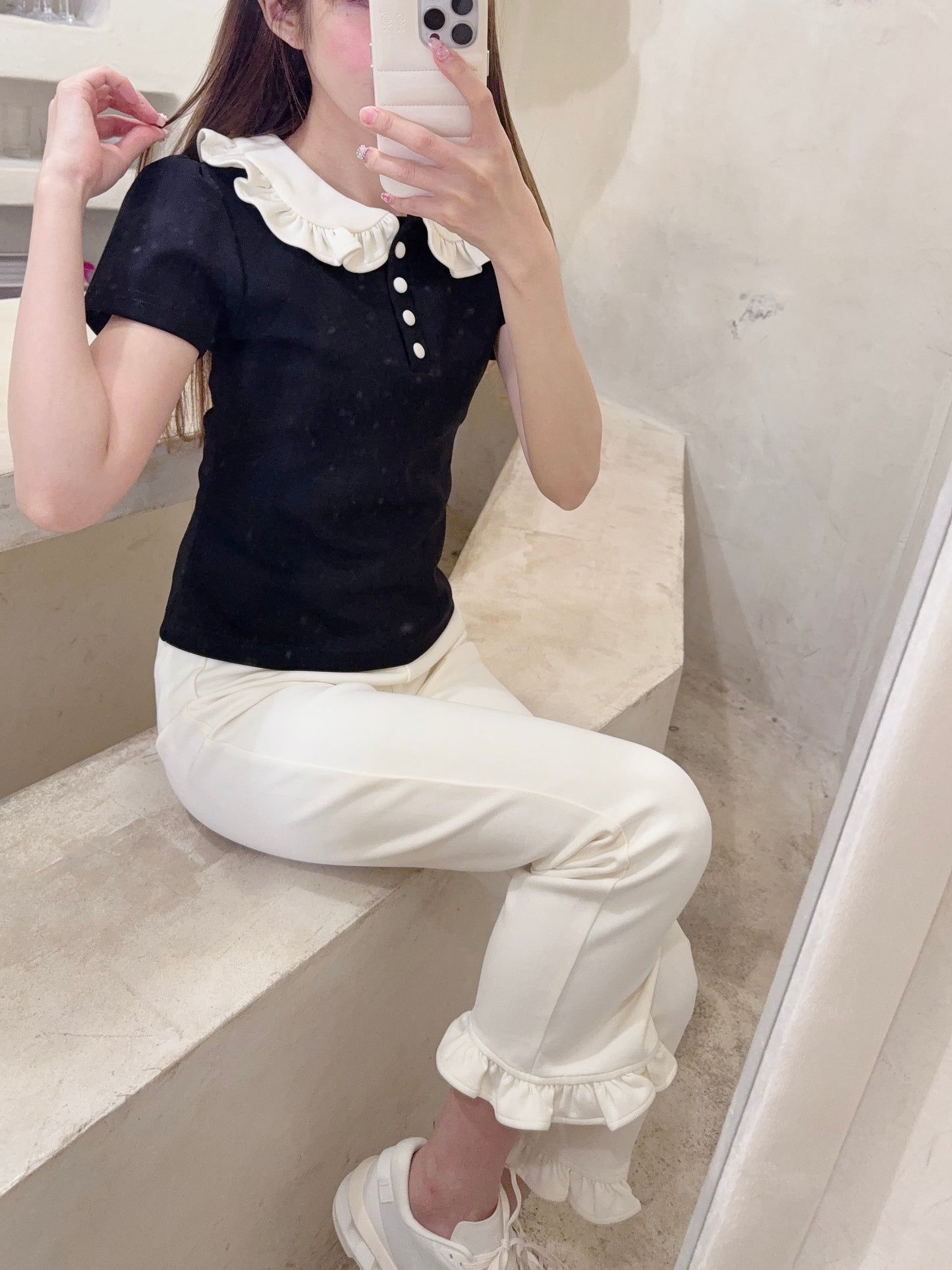 petit frill ankle length pants(ivory)