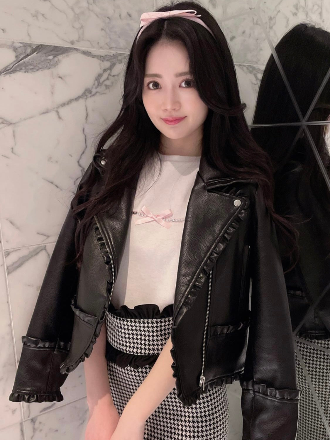 petit frill leather jacket
