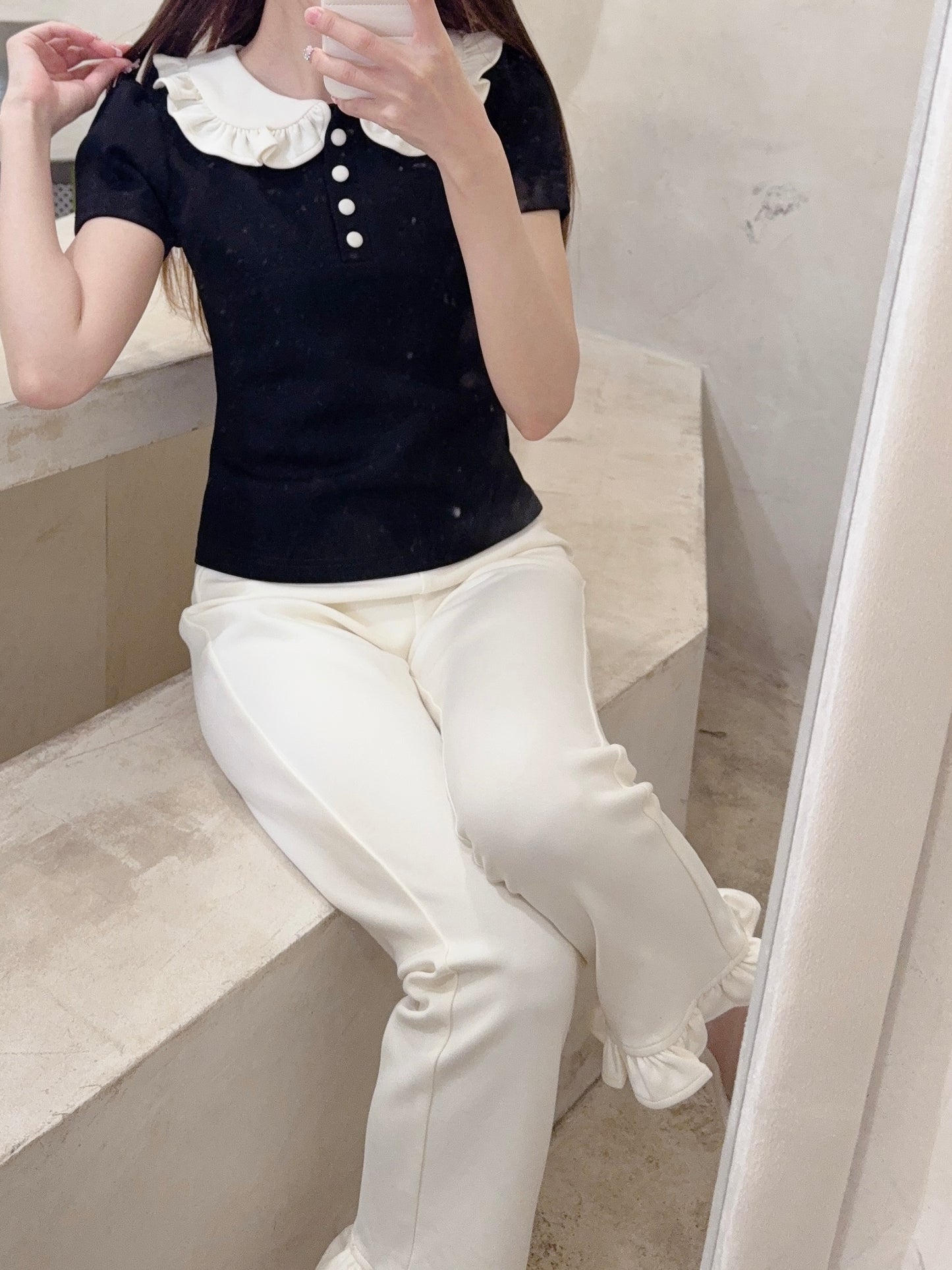 petit frill polo(black)