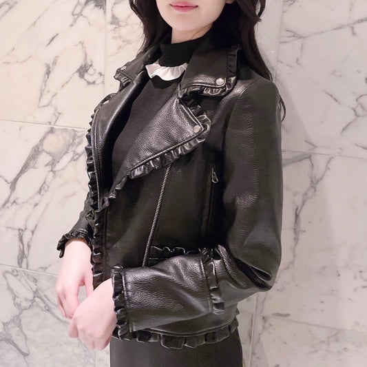 petit frill leather jacket
