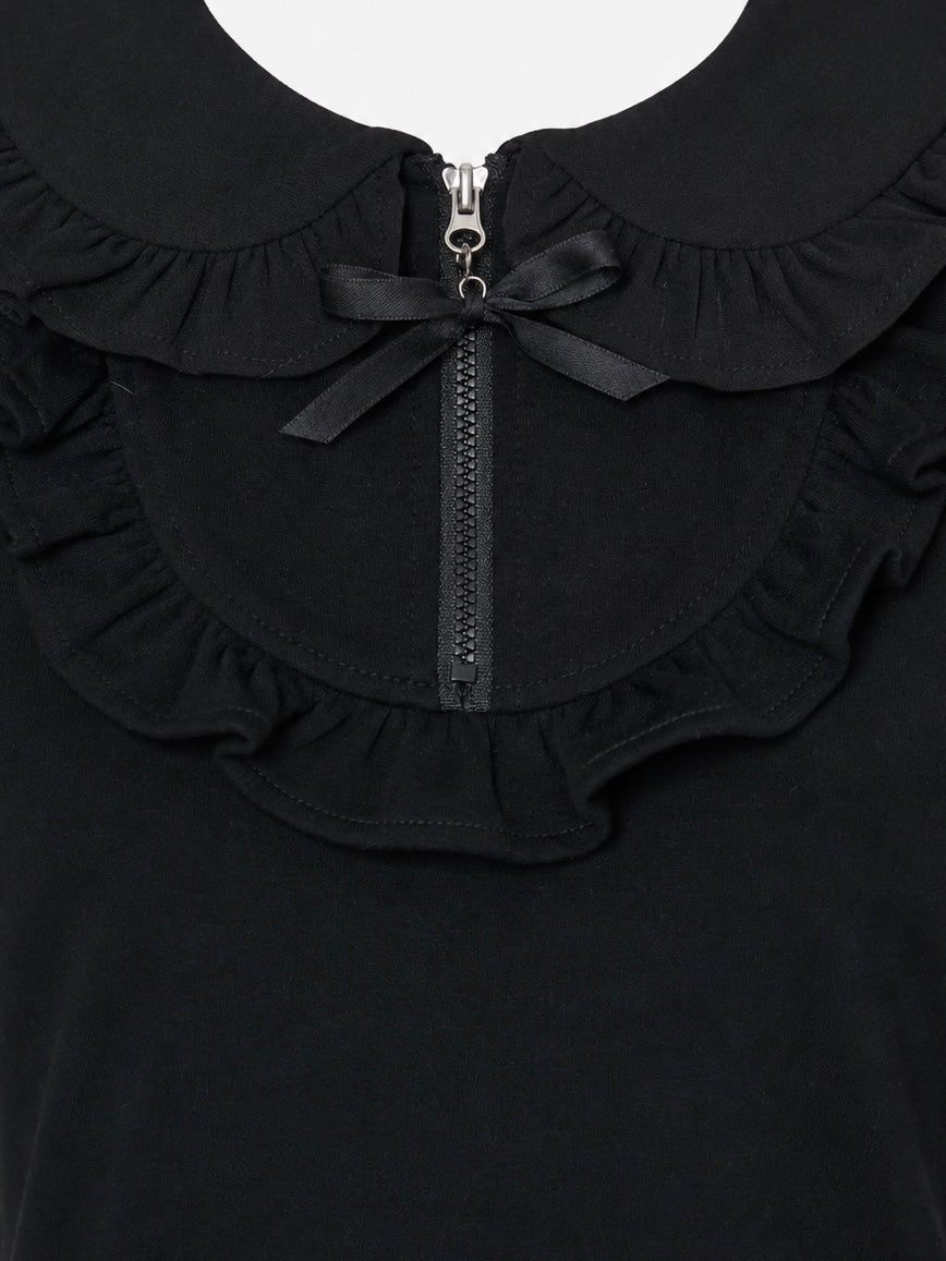 petit frill ribbon zip polo(black)