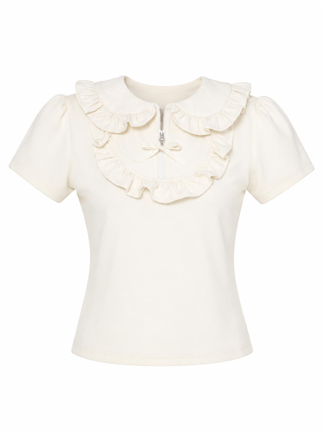 petit frill ribbon zip polo(ivory)