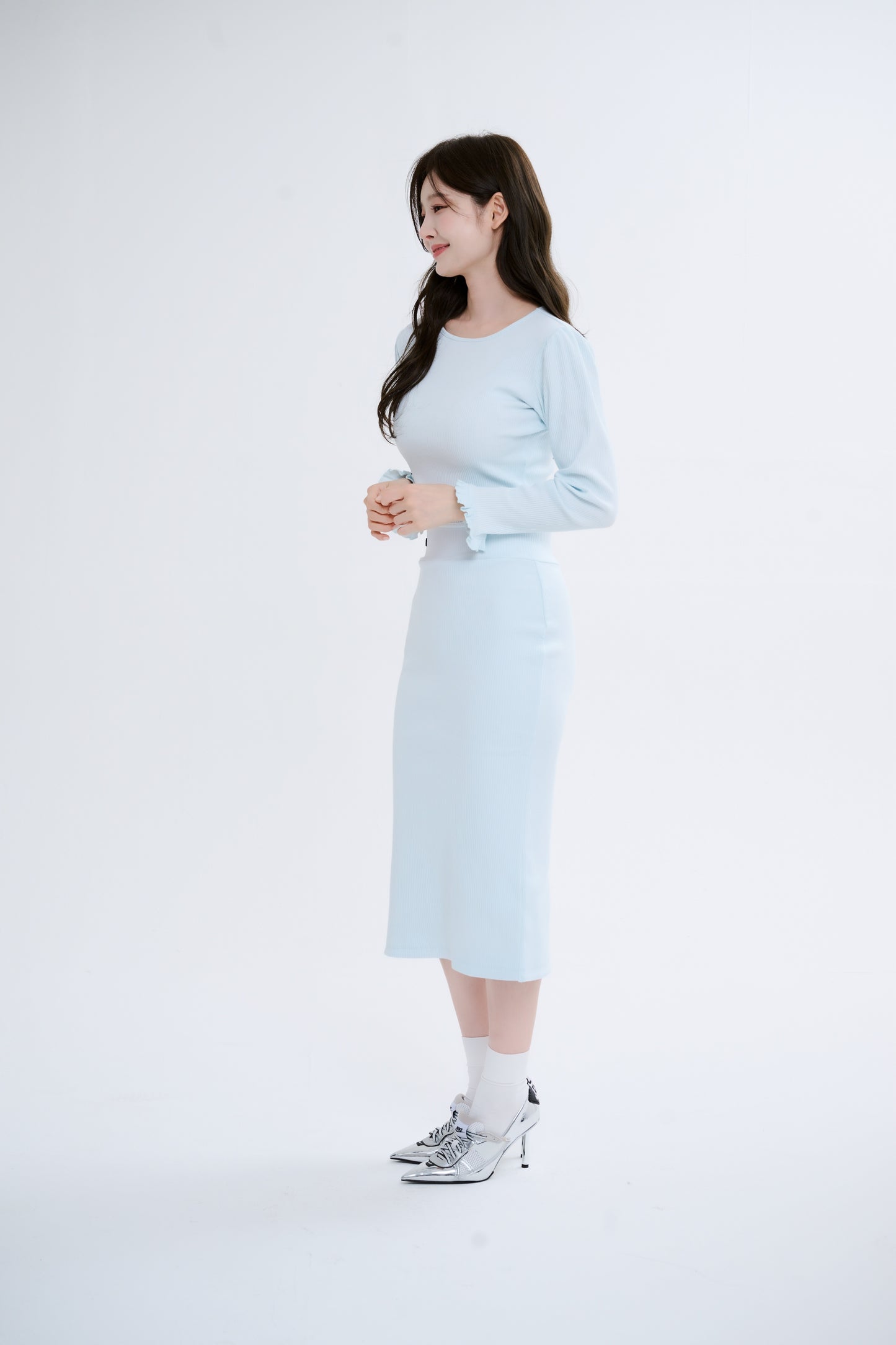 lib long skirt (baby blue)