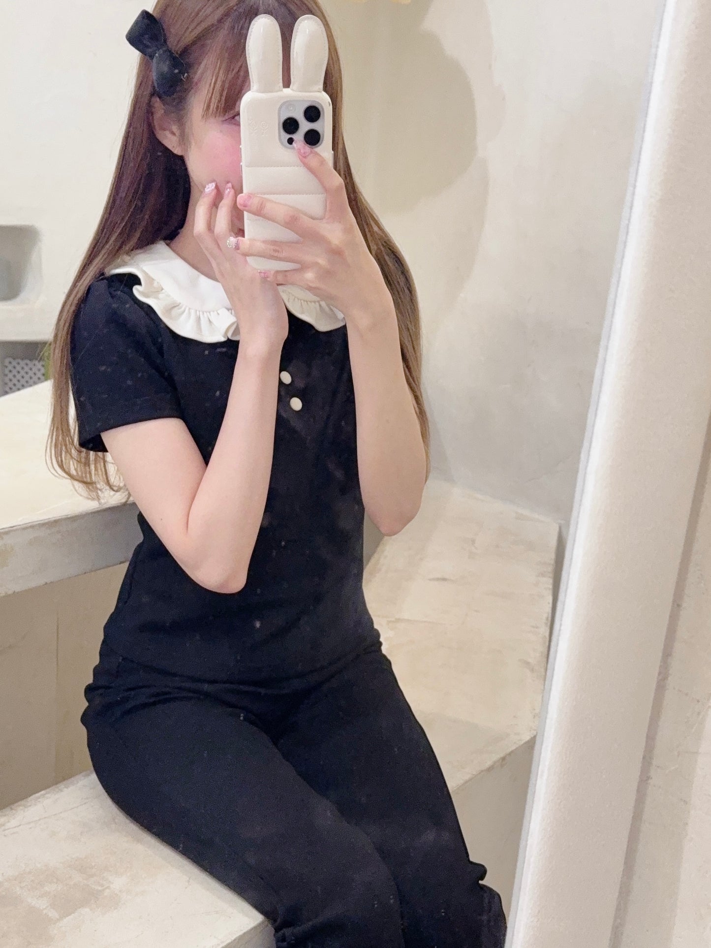 petit frill polo(black)