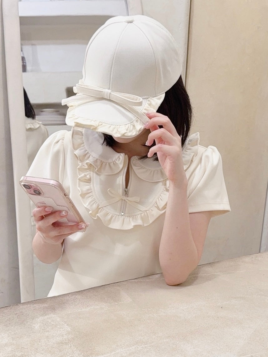 petit frill ribbon cap(ivory)